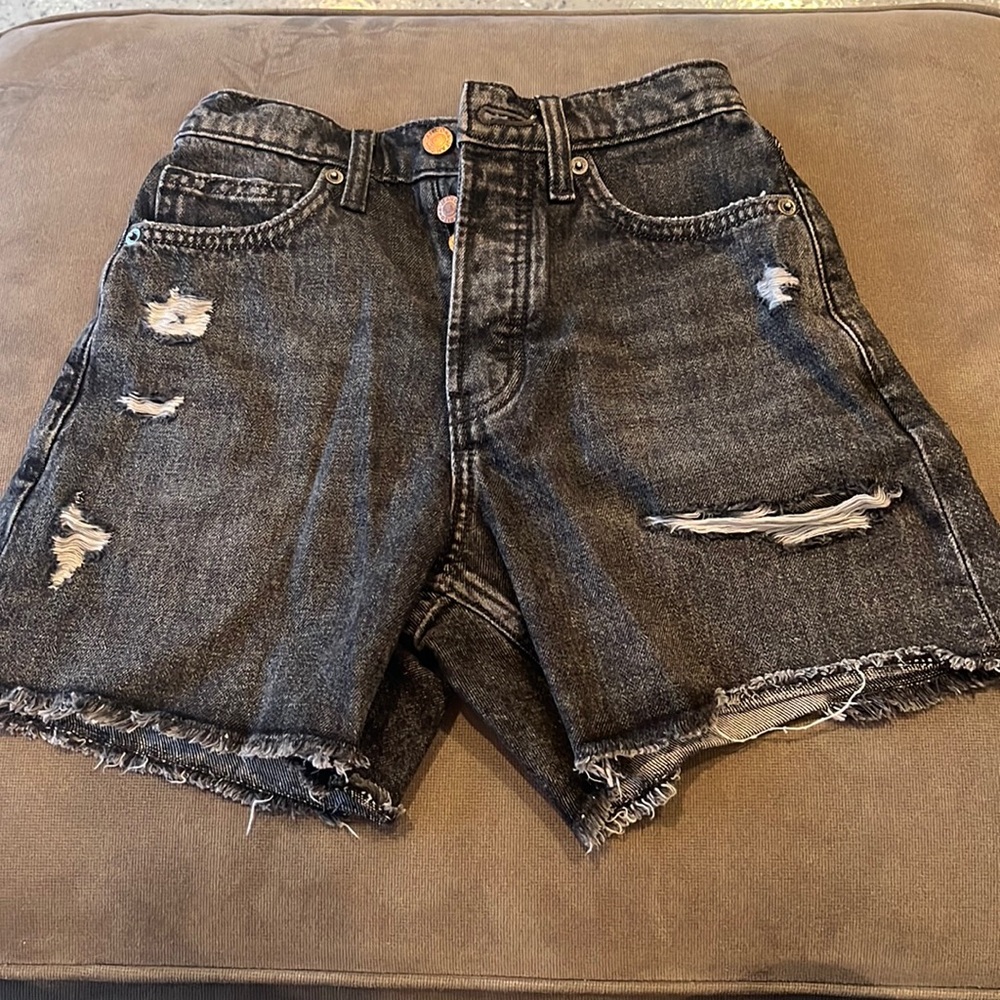 High rise Black washed Jean boy shorts